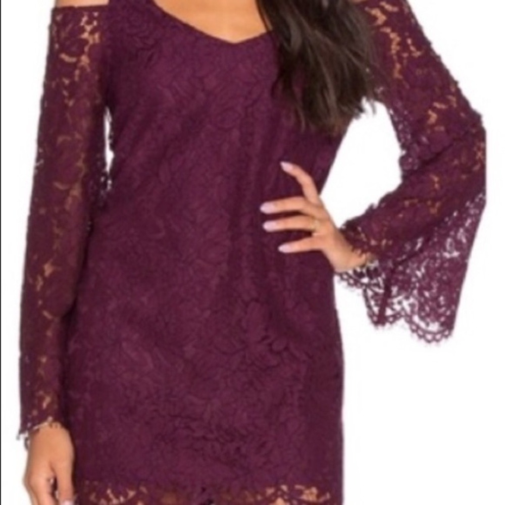 PURPLE CHASER LACE BELL SLEEVE DRESS NEW WITH TAGS